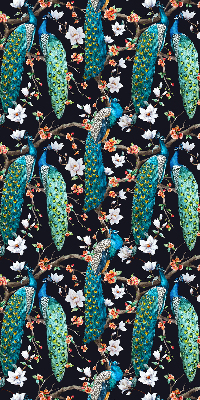 Blackout roller blind Peacock with flowers