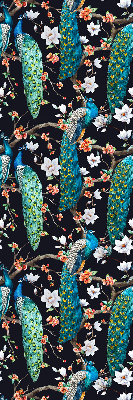 Blackout roller blind Peacock with flowers