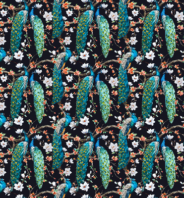 Blackout roller blind Peacock with flowers