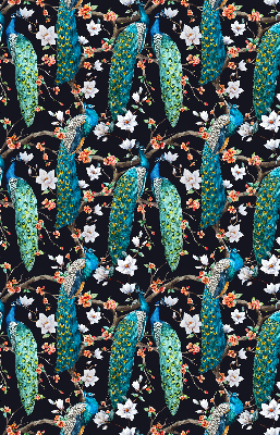 Blackout roller blind Peacock with flowers