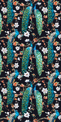 Blackout roller blind Peacock with flowers