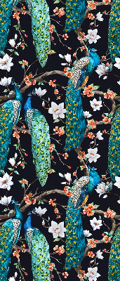 Blackout roller blind Peacock with flowers