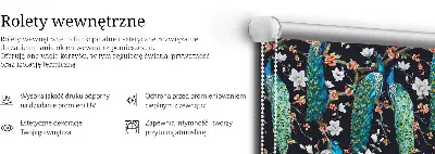 Blackout roller blind peacock with flowers pattern