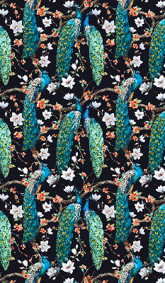 Blackout roller blind Peacock with flowers
