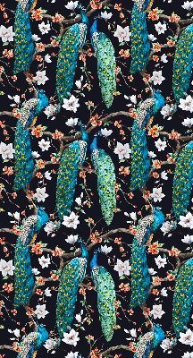 Blackout roller blind Peacock with flowers