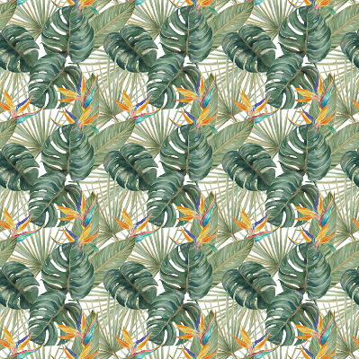 Blackout roller blind for window Tropical plants