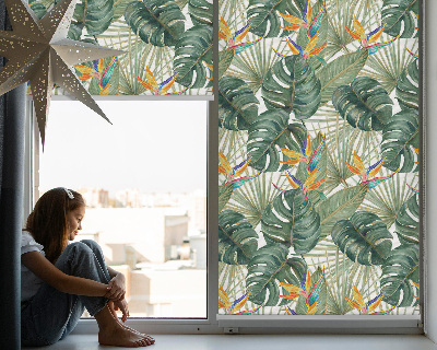 Blackout roller blind for window Tropical plants