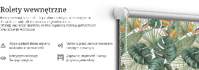 Blackout roller blind for window Tropical plants
