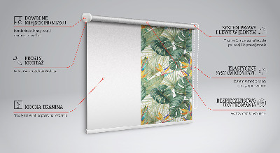 Blackout roller blind for window Tropical plants
