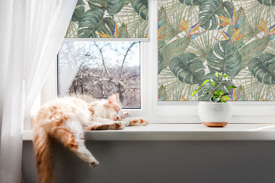 Blackout roller blind for window Tropical plants