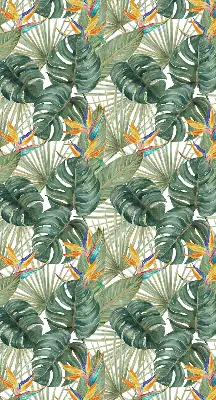 Blackout roller blind for window with tropical plants print
