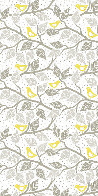 Fabric roller blind for window Yellow birds on gray branches