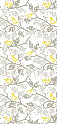 Fabric roller blind for window Yellow birds on gray branches
