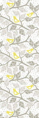 Fabric roller blind for window Yellow birds on gray branches