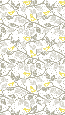 Fabric roller blind for window Yellow birds on gray branches