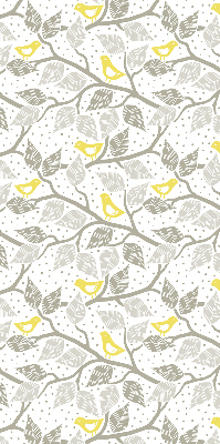 Fabric roller blind for window Yellow birds on gray branches
