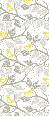 Fabric roller blind for window Yellow birds on gray branches
