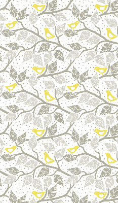 Fabric roller blind for window Yellow birds on gray branches