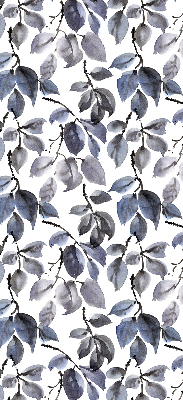 Blackout roller blind with a dark leaves pattern