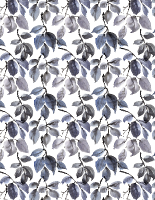 Blackout roller blind with a dark leaves pattern
