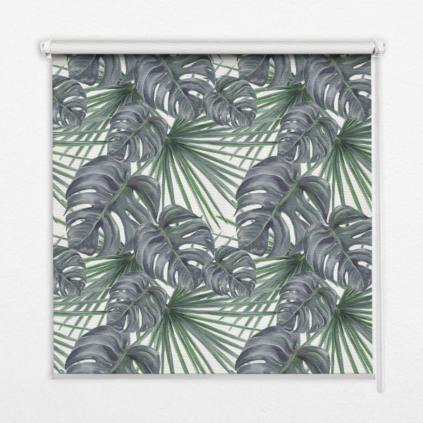 Blackout roller blind with leaves pattern