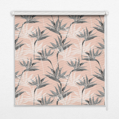 Blackout roller blind for window Gray flowers