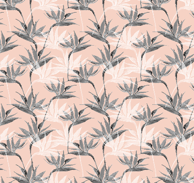 Blackout roller blind for window gray flowers pattern