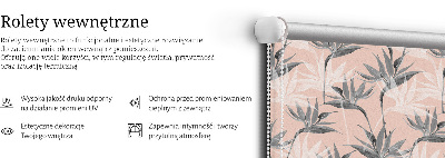 Blackout roller blind for window gray flowers pattern