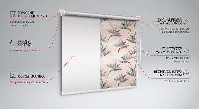 Blackout roller blind for window gray flowers pattern