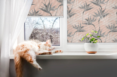 Blackout roller blind for window Gray flowers