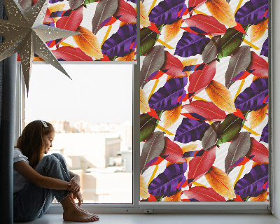 Fabric roller blind for window Colorful leaves