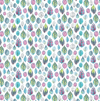 Blackout roller blind with colorful leaves print