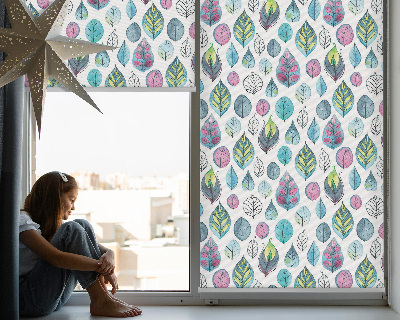 Blackout roller blind with colorful leaves print