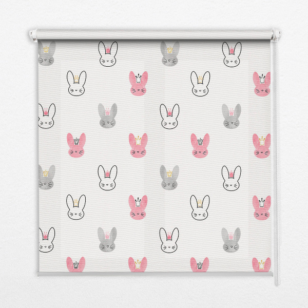 Blackout roller blind for window Colorful rabbits in crowns