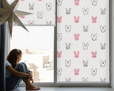 Blackout roller blind for window Colorful rabbits in crowns