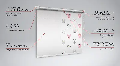 Blackout roller blind for window with colorful rabbits in crowns design
