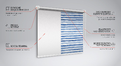 Fabric roller blind for window Painted blue stripes