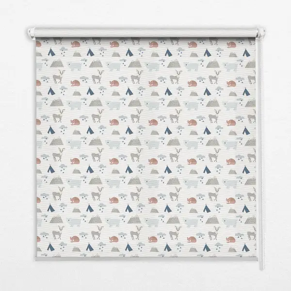 Blackout roller blind with a mountains rain animals print