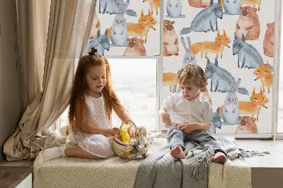 Blackout roller blind for window animals print