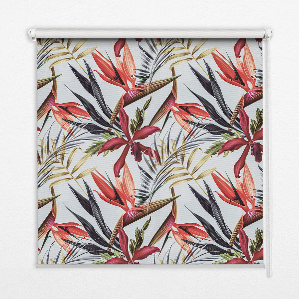 Fabric roller blind for window Exotic leaves