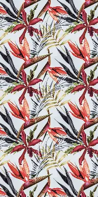 Fabric roller blind for window exotic leaves pattern