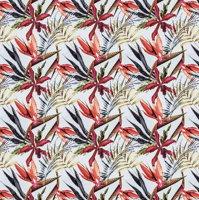 Fabric roller blind for window exotic leaves pattern