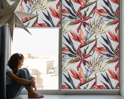 Fabric roller blind for window Exotic leaves
