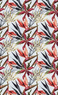Fabric roller blind for window exotic leaves pattern