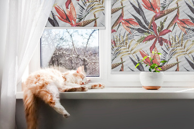 Fabric roller blind for window Exotic leaves