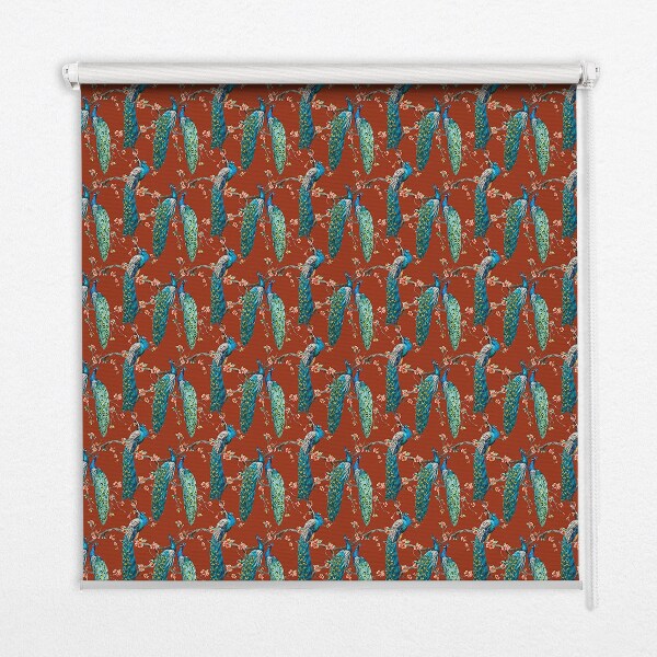 Blackout roller blind Peacocks on the branches