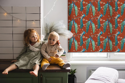 Blackout roller blind Peacocks on the branches