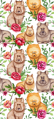Blackout roller blind for window Dogs among the flowers