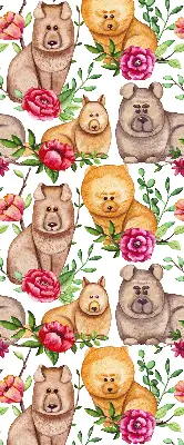 Blackout roller blind with Dogs Among the Flowers print