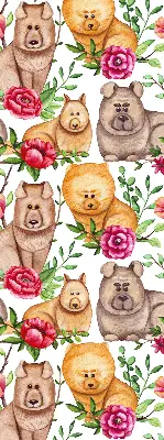 Blackout roller blind with Dogs Among the Flowers print